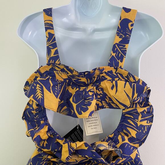 NWT See by Chloe Palm Leaf Print Romper Size 8 Linen Blend Tropical Beach Resort - Picture 4 of 12